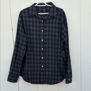 Reed Edward Men’s Sz XL Black & Gray Plaid Casual Button Down Shirt Long Sleeves